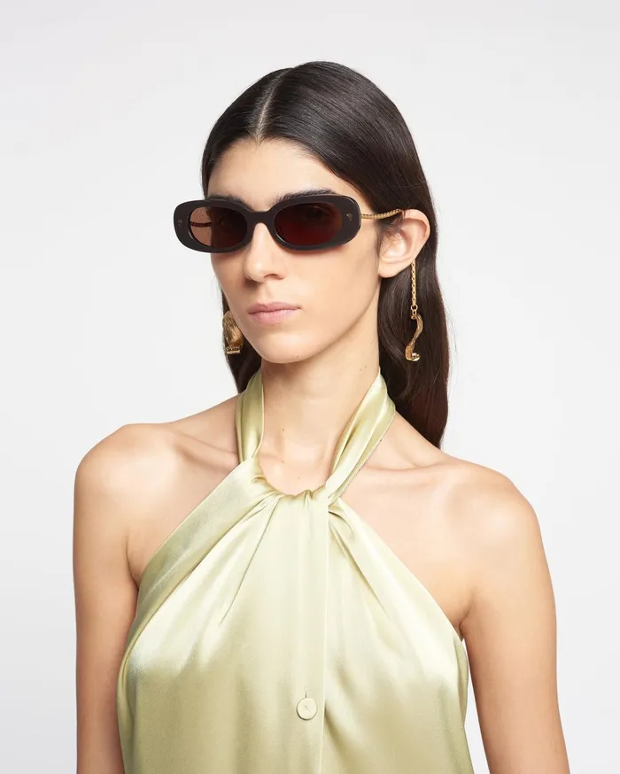 Nanushka Eyewear WomenMen Aliza Charm BioPlastic Oval Sunglasses Off Black
