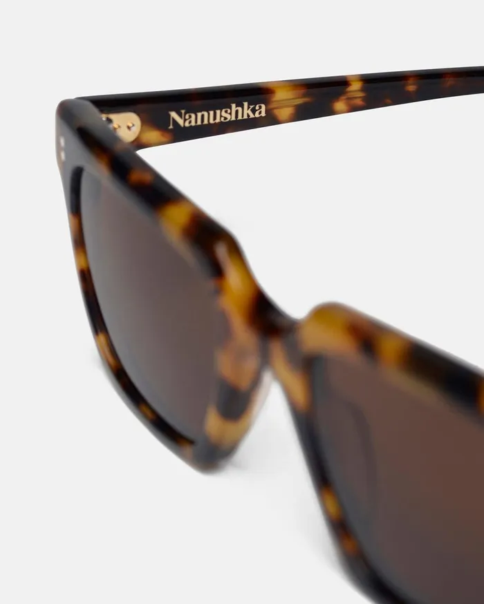 Nanushka Eyewear WomenMen Cadao BioPlastic Angular Sunglasses Dark Amber