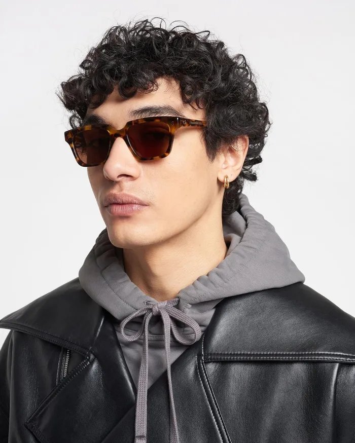 Nanushka Eyewear WomenMen Cadao BioPlastic Angular Sunglasses Dark Amber