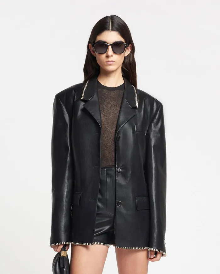 Nanushka Jackets and Blazers Women Dionne Belted Okobor AltLeather Blazer Black
