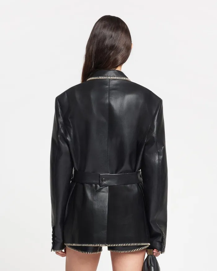 Nanushka Jackets and Blazers Women Dionne Belted Okobor AltLeather Blazer Black