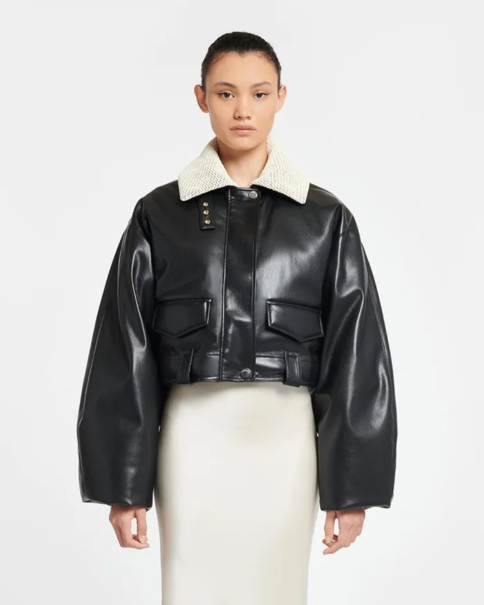 Nanushka Jackets and Blazers Women Hollie Okobor AltLeather Bomber Jacket BlackCreme