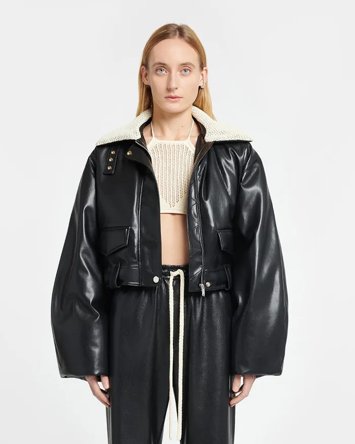 Nanushka Jackets and Blazers Women Hollie Okobor AltLeather Bomber Jacket BlackCreme