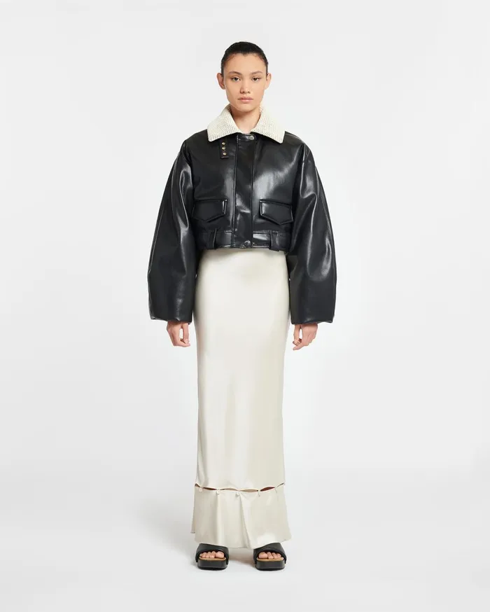 Nanushka Jackets and Blazers Women Hollie Okobor AltLeather Bomber Jacket BlackCreme