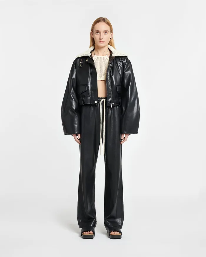 Nanushka Jackets and Blazers Women Hollie Okobor AltLeather Bomber Jacket BlackCreme