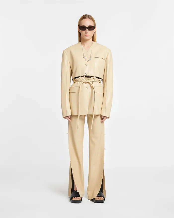 Nanushka Jackets and Blazers Women Maida Belted Okobor AltLeather Blazer Almond