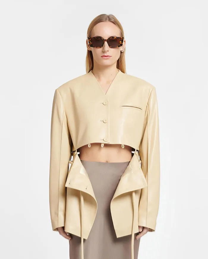 Nanushka Jackets and Blazers Women Maida Belted Okobor AltLeather Blazer Almond