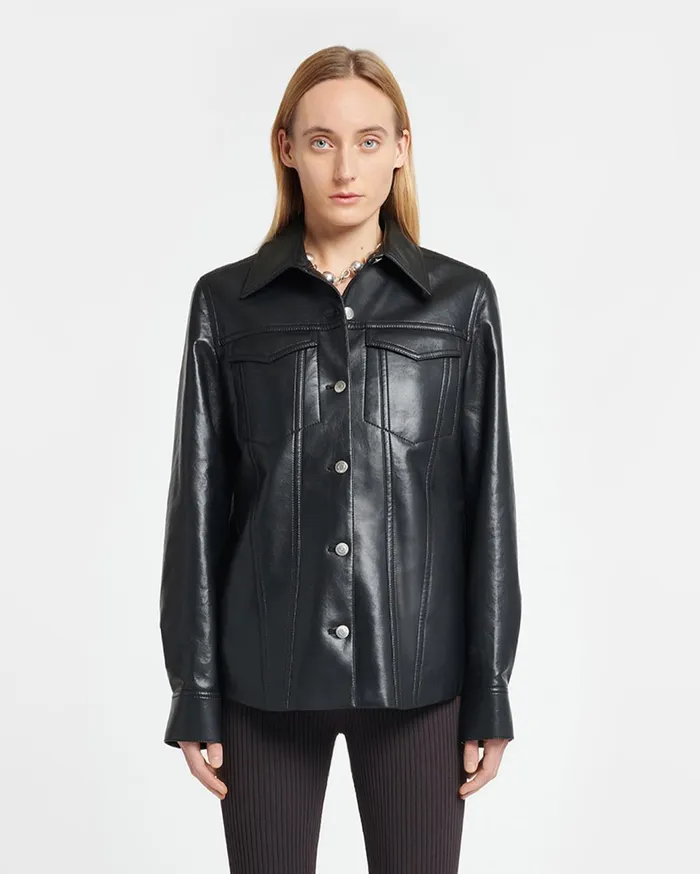 Nanushka Jackets and Blazers Women Rocio Regenerated Leather Overshirt Black