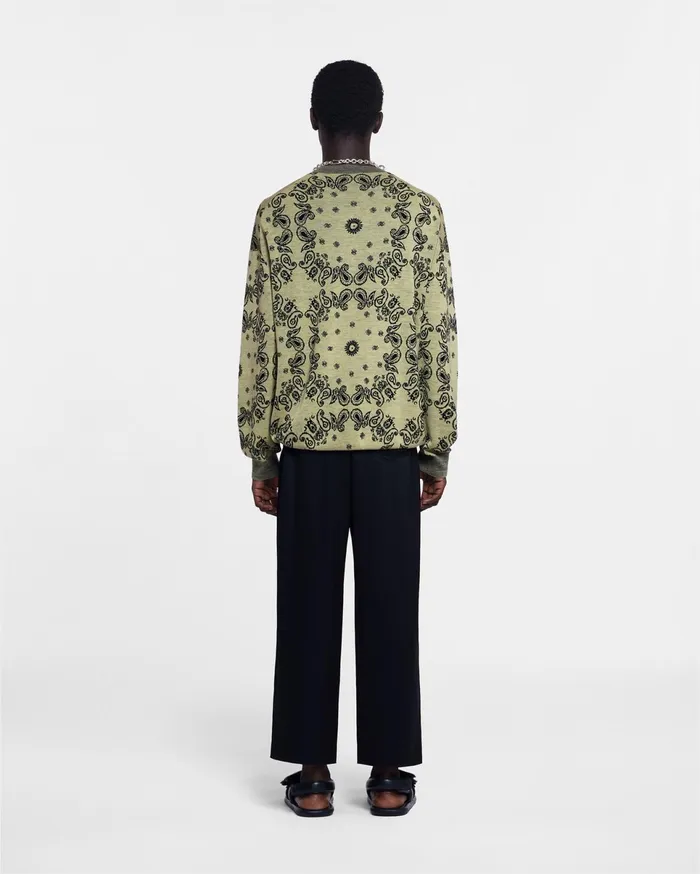 Nanushka Knitwear Men Yossi Sale MerinoJacquard Sweater Bandana Pale Yellow Black