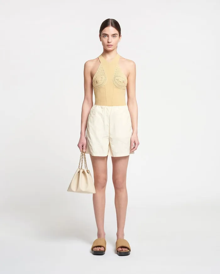 Nanushka Knitwear Women Carmine Crocheted RibbedKnit Top Sun Yellow