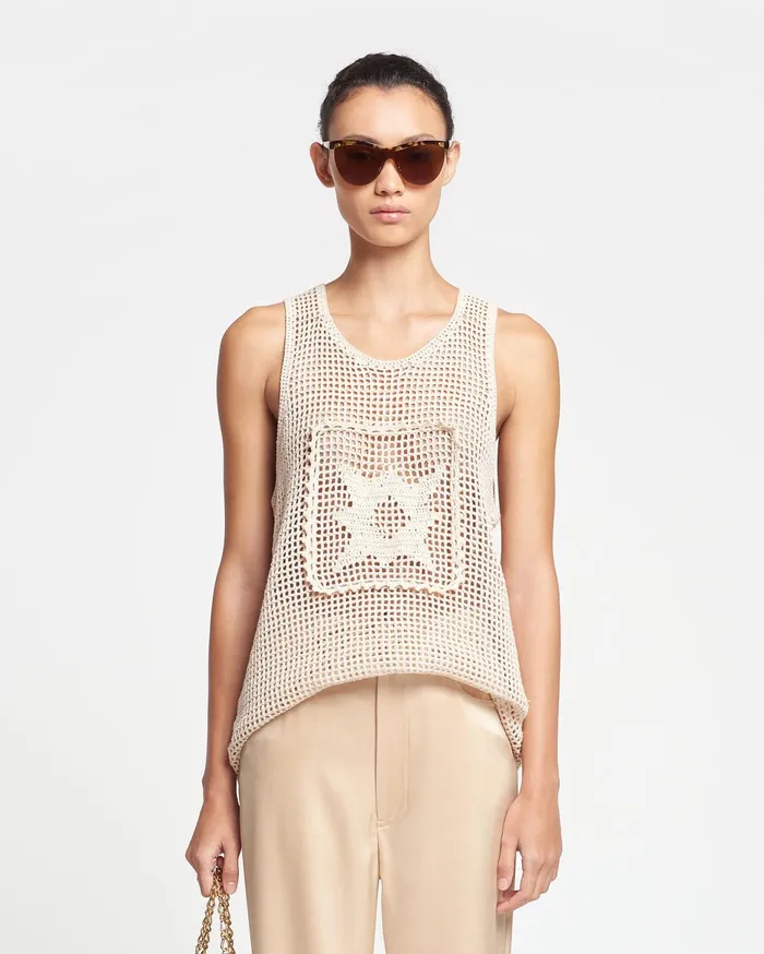 Nanushka Knitwear Women Myrtille Crochet Lace Tank Top Creme