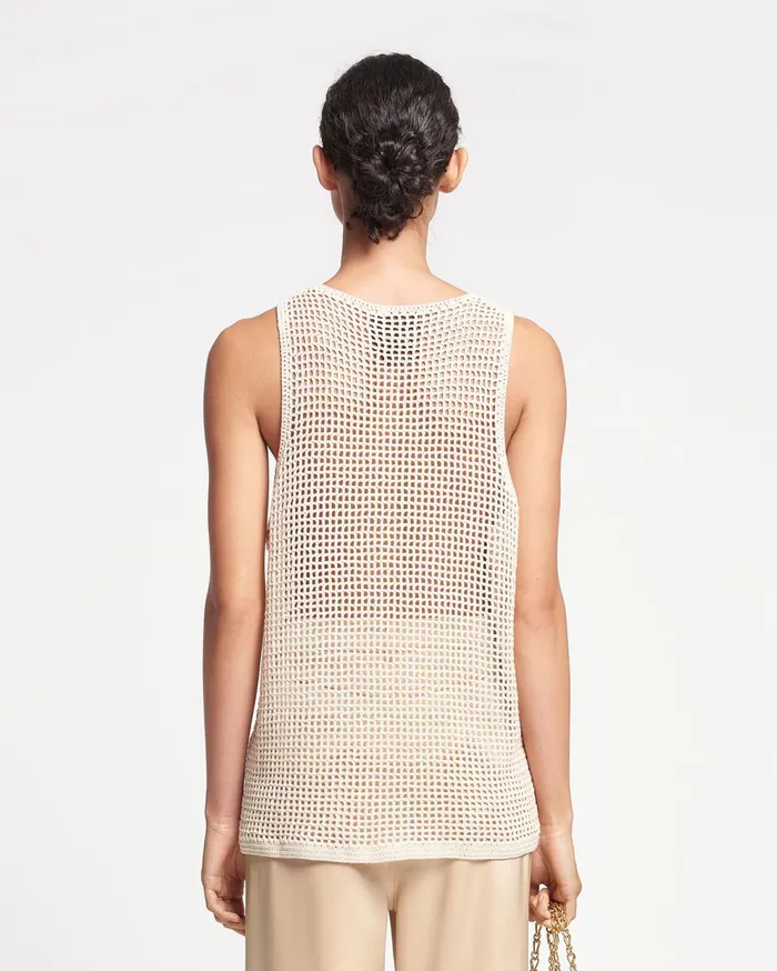 Nanushka Knitwear Women Myrtille Crochet Lace Tank Top Creme