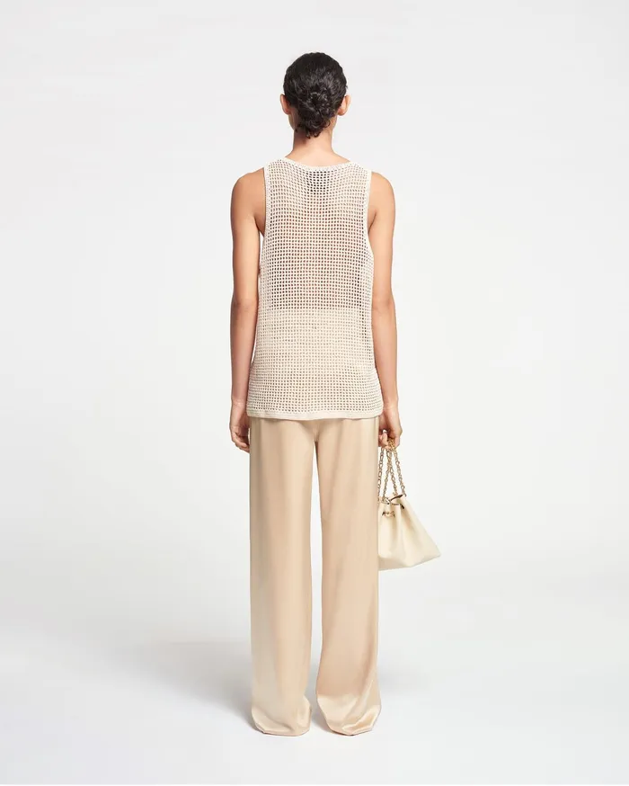 Nanushka Knitwear Women Myrtille Crochet Lace Tank Top Creme