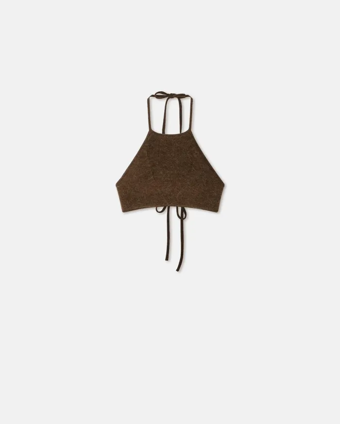 Nanushka Knitwear Women Sarda Knitted Alpaca Bralette Dark Brown