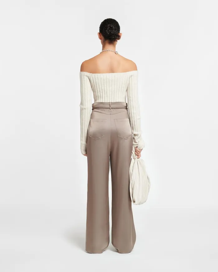 Nanushka Knitwear Women Sidone OffTheShoulder Jersey Cardigan Creme