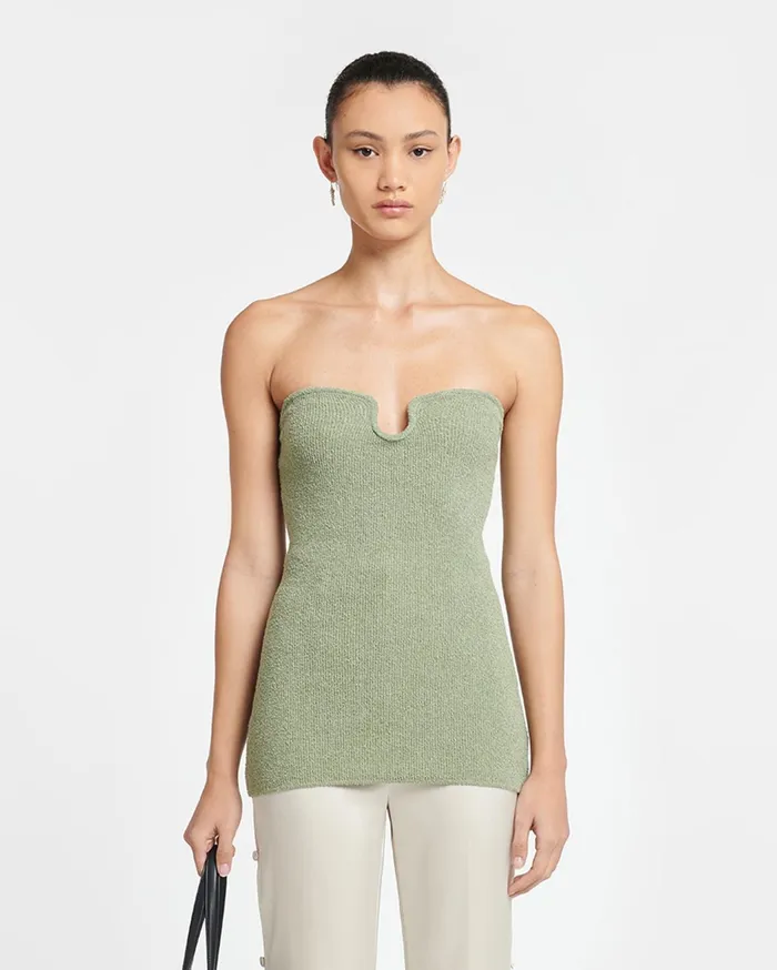 Nanushka Knitwear Women Zessa TerryKnit Bandeau Top Faded Sage