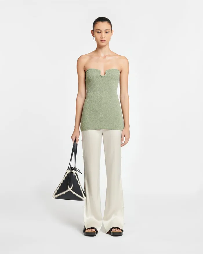 Nanushka Knitwear Women Zessa TerryKnit Bandeau Top Faded Sage