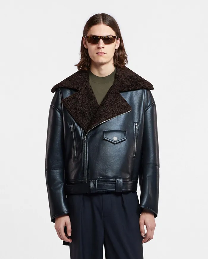 Nanushka Outerwear and Jackets Men Berti Regenerated Leather Jacket Black Brown
