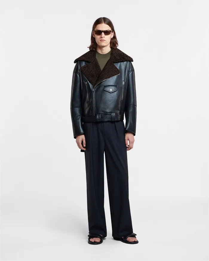 Nanushka Outerwear and Jackets Men Berti Regenerated Leather Jacket Black Brown