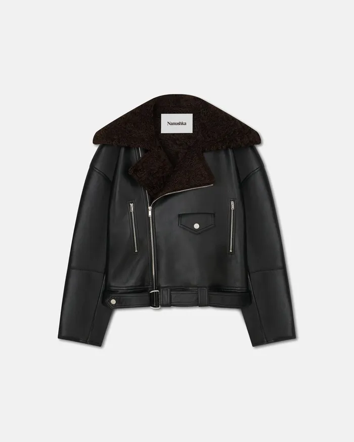 Nanushka Outerwear and Jackets Men Berti Regenerated Leather Jacket Black Brown
