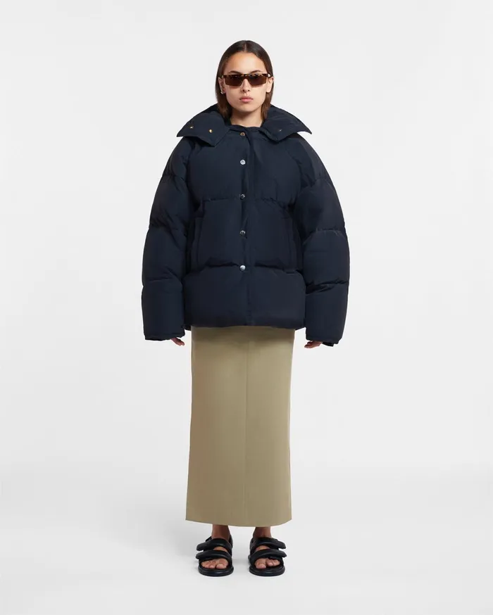 Nanushka Outerwear WomenMen Jolyn Tech Poplin Puffer Jacket Off Black