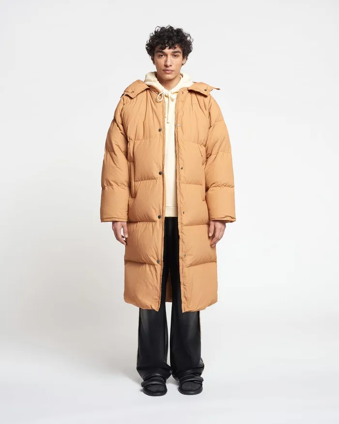 Nanushka Outerwear Women Riva Tech Poplin Puffer Coat Biscuit