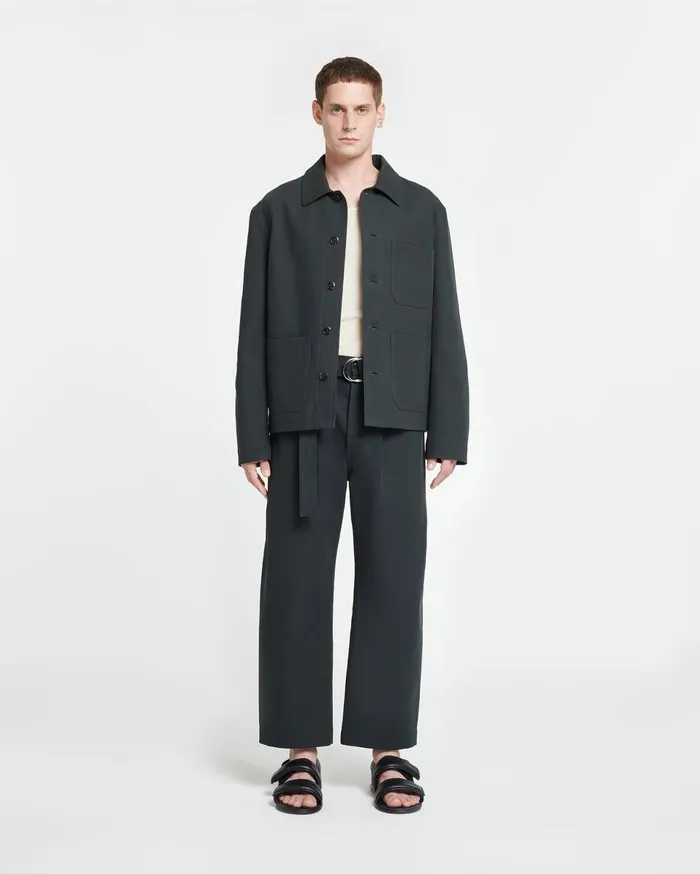 Nanushka Pants Men Ferre Belted Structured Twill Pants Anthracite