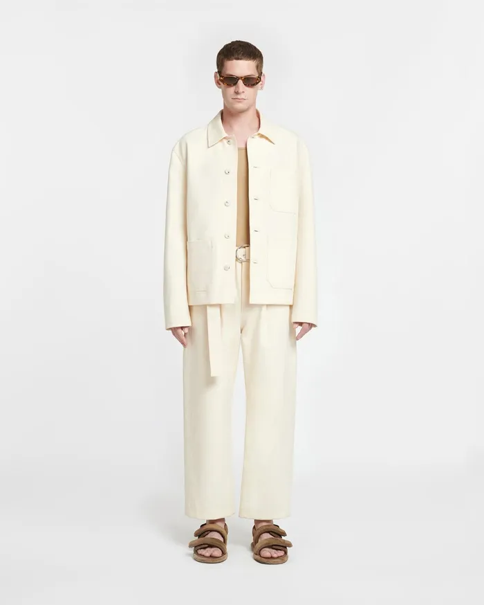 Nanushka Pants Men Ferre Belted Structured Twill Pants Creme