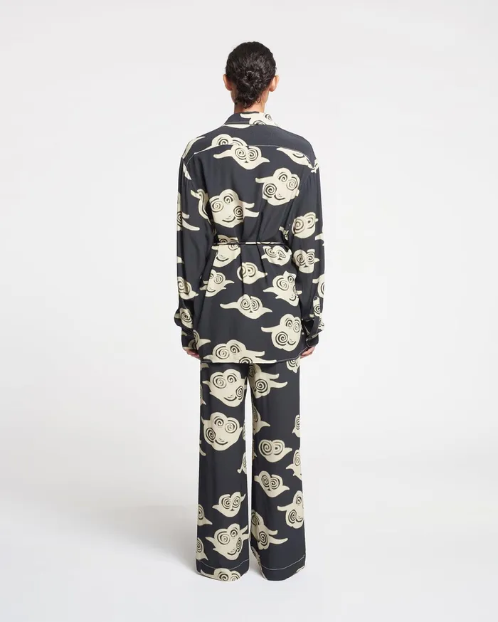 Nanushka Pants Women Brenda Printed Crepe Pants Cloud BlackCreme