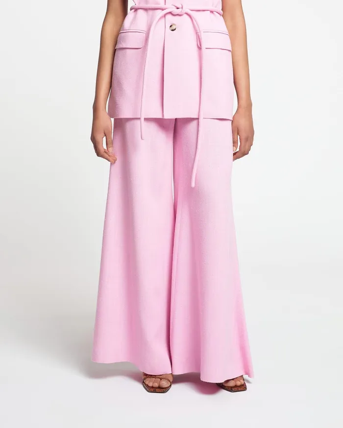Nanushka Pants Women Charis FlutedLeg Silk Viscose Tweed Pants Orchid