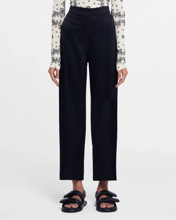 Nanushka Pants Women Wide Leg Satin Pants Black