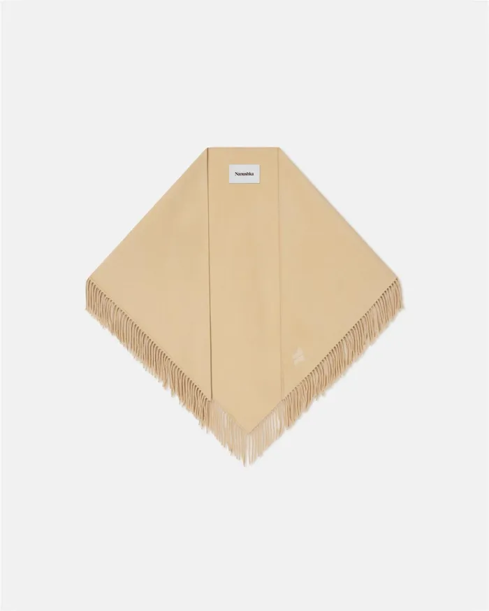 Nanushka Scarves Men Marlene Double Wool And SilkBlend Scarf Creme
