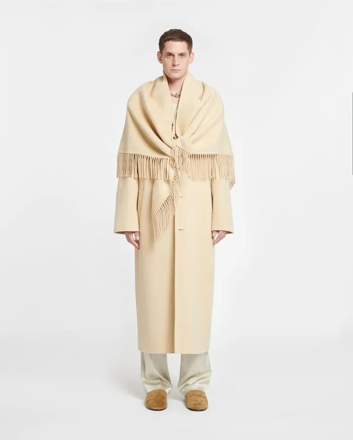 Nanushka Scarves Men Marlene Double Wool And SilkBlend Scarf Creme