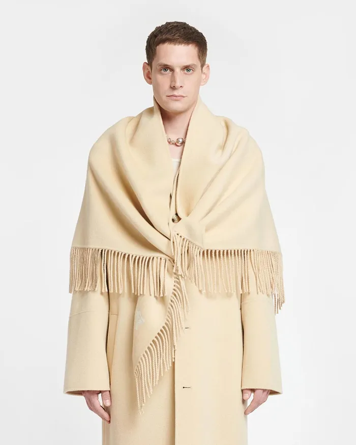 Nanushka Scarves Men Marlene Double Wool And SilkBlend Scarf Creme