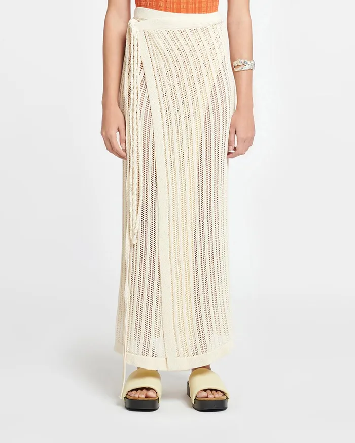 Nanushka Scarves Women Namir Crochet Sarong Skirt Creme