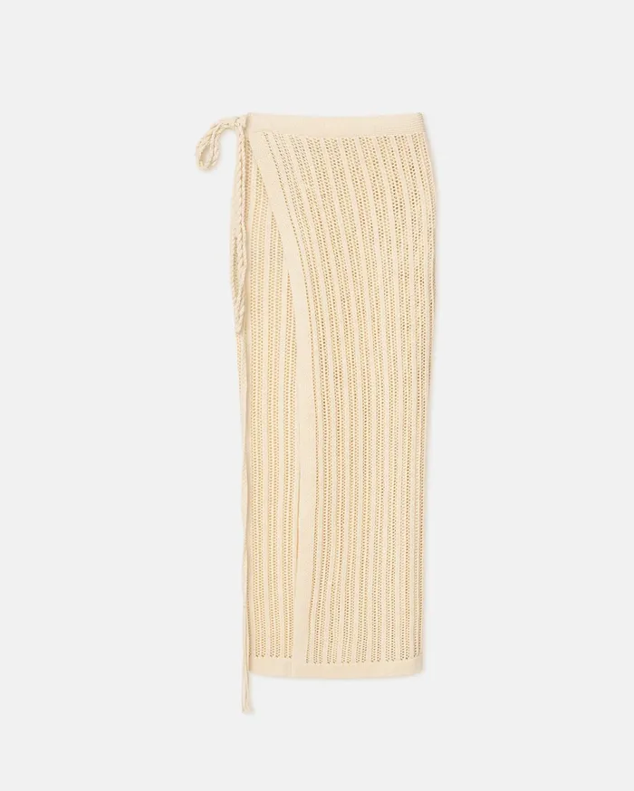Nanushka Scarves Women Namir Crochet Sarong Skirt Creme