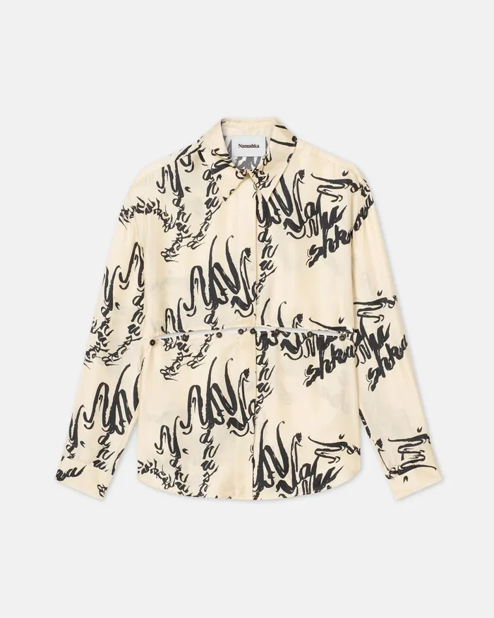 Nanushka Shirts and Blouses Women Adelie Sale Printed SilkTwill Shirt Creme