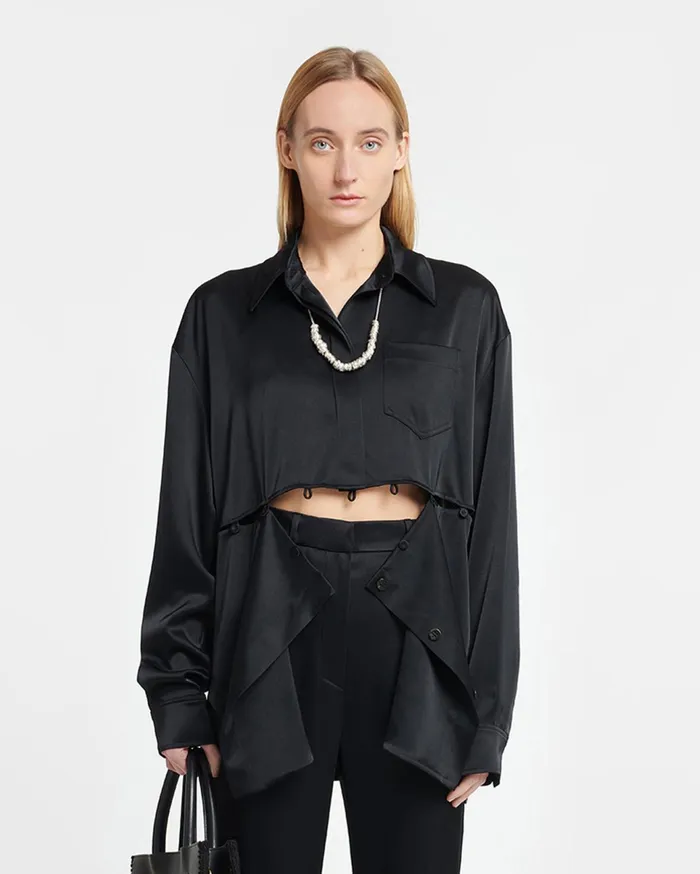 Nanushka Shirts and Blouses Women Maxon Slip Satin Shirt Black