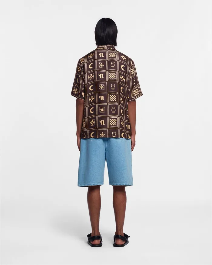 Nanushka Shirts Men Bodil Printed SilkTwill Shirt Apricot Kopjafa