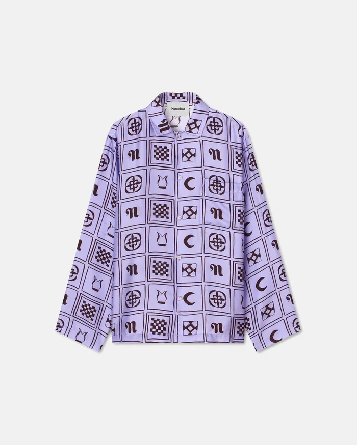 Nanushka Shirts Men Jelmer Sale LongSleeve SilkTwill Shirt Kopjafa Lilac