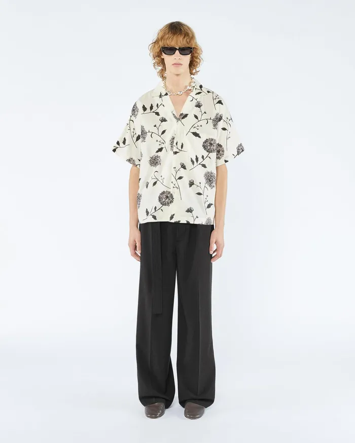 Nanushka Shirts Men Yuki Sale Cotton And Silk Blend Shirt Botanical