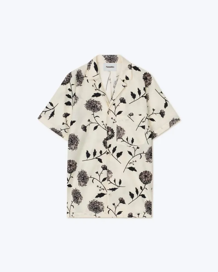 Nanushka Shirts Men Yuki Sale Cotton And Silk Blend Shirt Botanical