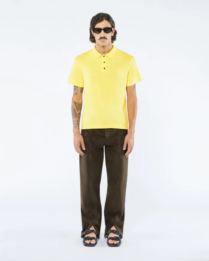 Nanushka Shirts Men Zamir Sale Merino Wool Polo Shirt Lime Superfine Merino