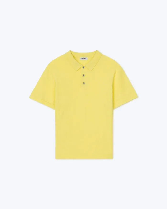 Nanushka Shirts Men Zamir Sale Merino Wool Polo Shirt Lime Superfine Merino