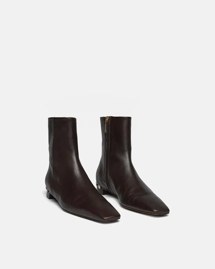 Nanushka Shoes Women Isla Elongated Square Toe Boots Dark Chocolate