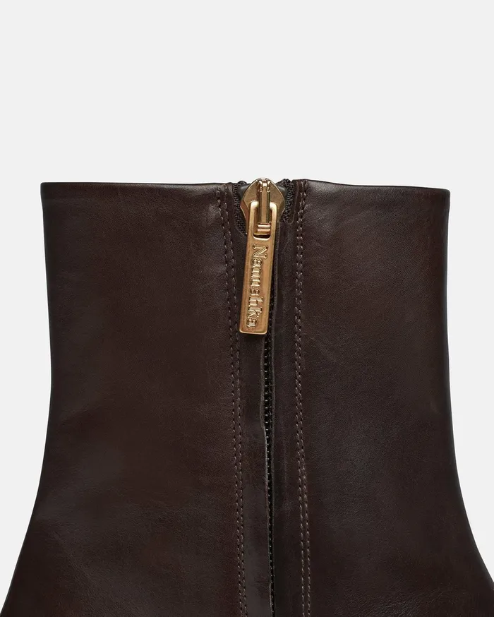 Nanushka Shoes Women Isla Elongated Square Toe Boots Dark Chocolate