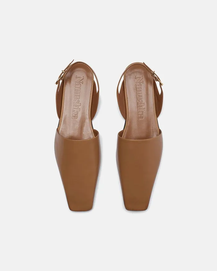 Nanushka Shoes Women Maimu Leather PointToe Flats Nut Brown