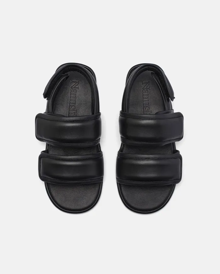 Nanushka Shoes Women Tarrus Rounded Toe Padded Flat Sandals Black