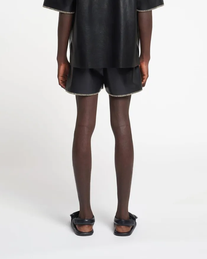 Nanushka Shorts Men Amil RaffiaTrimmed Okobor AltLeather Shorts Black