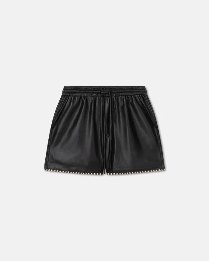 Nanushka Shorts Men Amil RaffiaTrimmed Okobor AltLeather Shorts Black